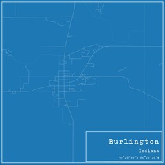 Blueprint US city map of Burlington, Indiana.