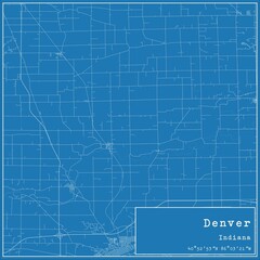 Obraz premium Blueprint US city map of Denver, Indiana.