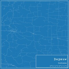 Blueprint US city map of Depauw, Indiana.