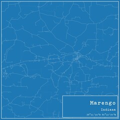 Blueprint US city map of Marengo, Indiana.