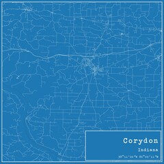 Fototapeta premium Blueprint US city map of Corydon, Indiana.