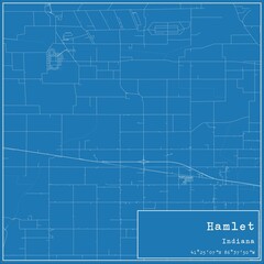 Blueprint US city map of Hamlet, Indiana.