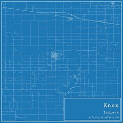 Blueprint US city map of Knox, Indiana.