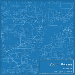 Blueprint US city map of Fort Wayne, Indiana.