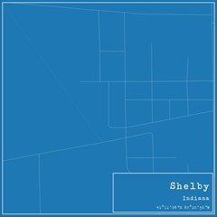 Blueprint US city map of Shelby, Indiana.