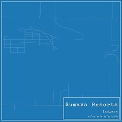 Blueprint US city map of Sumava Resorts, Indiana.