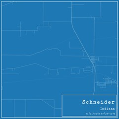 Blueprint US city map of Schneider, Indiana.