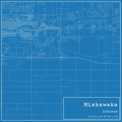 Blueprint US city map of Mishawaka, Indiana.