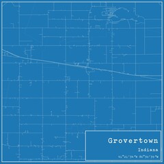 Blueprint US city map of Grovertown, Indiana.