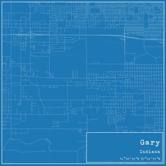 Blueprint US city map of Gary, Indiana.