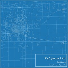 Blueprint US city map of Valparaiso, Indiana.