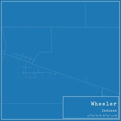 Blueprint US city map of Wheeler, Indiana.