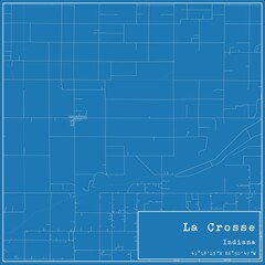 Blueprint US city map of La Crosse, Indiana.