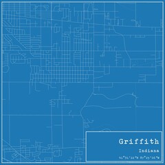 Obraz premium Blueprint US city map of Griffith, Indiana.