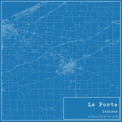Blueprint US city map of La Porte, Indiana.