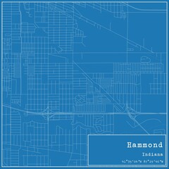 Blueprint US city map of Hammond, Indiana.