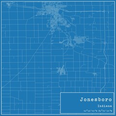 Blueprint US city map of Jonesboro, Indiana.