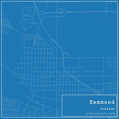 Blueprint US city map of Hammond, Indiana.