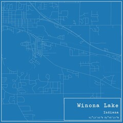 Blueprint US city map of Winona Lake, Indiana.