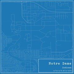 Blueprint US city map of Notre Dame, Indiana.