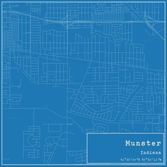 Blueprint US city map of Munster, Indiana.