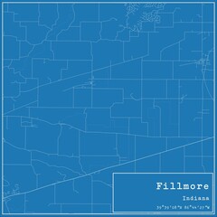 Blueprint US city map of Fillmore, Indiana.