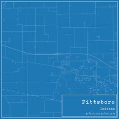 Blueprint US city map of Pittsboro, Indiana.