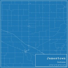 Blueprint US city map of Jamestown, Indiana.
