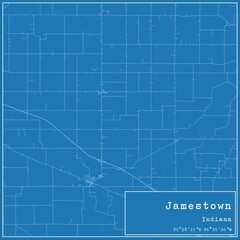 Blueprint US city map of Jamestown, Indiana.