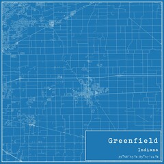 Blueprint US city map of Greenfield, Indiana.