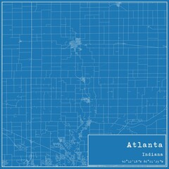 Blueprint US city map of Atlanta, Indiana.