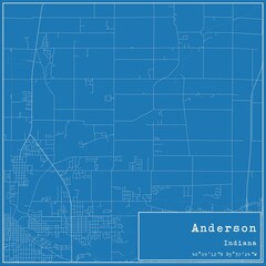 Blueprint US city map of Anderson, Indiana.