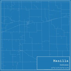 Blueprint US city map of Manilla, Indiana.