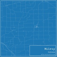Obraz premium Blueprint US city map of Milroy, Indiana.