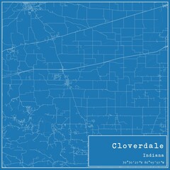 Blueprint US city map of Cloverdale, Indiana.