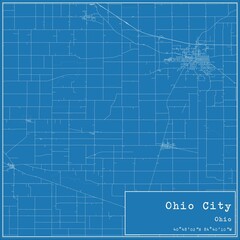 Blueprint US city map of Ohio City, Ohio.