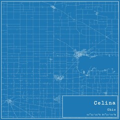 Blueprint US city map of Celina, Ohio. - obrazy, fototapety, plakaty