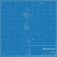 Blueprint US city map of Minster, Ohio. - obrazy, fototapety, plakaty