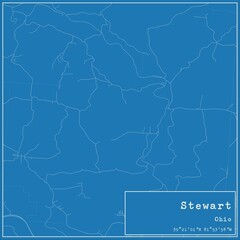 Blueprint US city map of Stewart, Ohio.