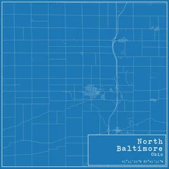 Fotobehang Blueprint US city map of North Baltimore, Ohio. © Rezona