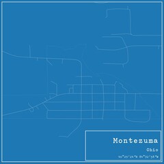 Blueprint US city map of Montezuma, Ohio.