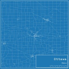 Blueprint US city map of Ottawa, Ohio. - obrazy, fototapety, plakaty