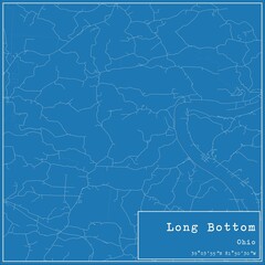 Blueprint US city map of Long Bottom, Ohio.