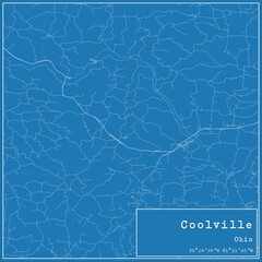 Blueprint US city map of Coolville, Ohio.