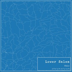 Blueprint US city map of Lower Salem, Ohio.