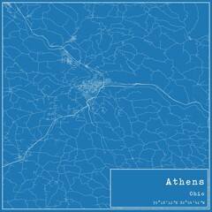 Blueprint US city map of Athens, Ohio. - obrazy, fototapety, plakaty