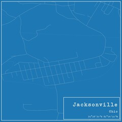 Blueprint US city map of Jacksonville, Ohio.