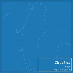 Blueprint US city map of Chester, Ohio.