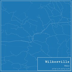 Blueprint US city map of Wilkesville, Ohio.