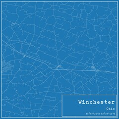 Blueprint US city map of Winchester, Ohio. - obrazy, fototapety, plakaty